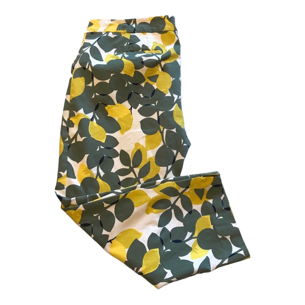 Boden Green Leaf and Yellow Lemon Print Cropped Pants